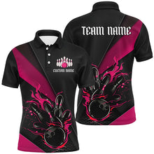 Load image into Gallery viewer, Black And Red Custom Flame Bowling Tournament Jerseys For Men, Bowling Team Shirts Bowler Outfit IPHW7924