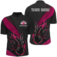 Load image into Gallery viewer, Black And Red Custom Flame Bowling Tournament Jerseys For Men, Bowling Team Shirts Bowler Outfit IPHW7924