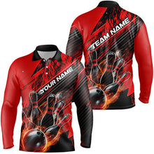 Load image into Gallery viewer, Black And Red Custom Flame Bowling Shirts For Men, Unisex Fire Bowling Team Shirt Bowler Outfit IPHW7939