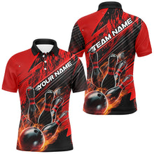 Load image into Gallery viewer, Black And Red Custom Flame Bowling Shirts For Men, Unisex Fire Bowling Team Shirt Bowler Outfit IPHW7939