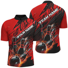 Load image into Gallery viewer, Black And Red Custom Flame Bowling Shirts For Men, Unisex Fire Bowling Team Shirt Bowler Outfit IPHW7939