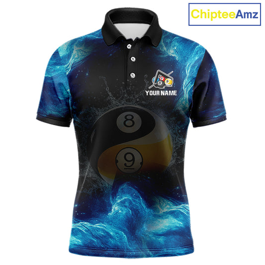 Personalized Water Yin & Yang Billiard Polo & Quarter-Zip Shirt For Men 8 Ball Billiard Team Jersey NYN2833