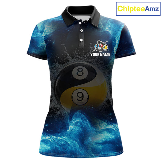Personalized Water Yin & Yang Billiard Polo & Quarter-Zip Shirt For Women 8 Ball Billiard Team Jersey NYN2833
