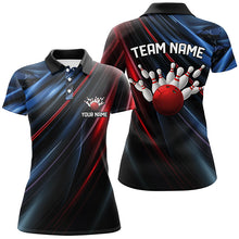 Load image into Gallery viewer, Black, Red And Blue Custom Patriotic Bowling Shirts For Women, Us Bowling Team Shirts IPHW7113