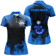 Load image into Gallery viewer, Blue Flame Eagle Bowling Team Shirts For Women, Fire Custom Bowling Uniforms Outfit Bowling IPHW7117