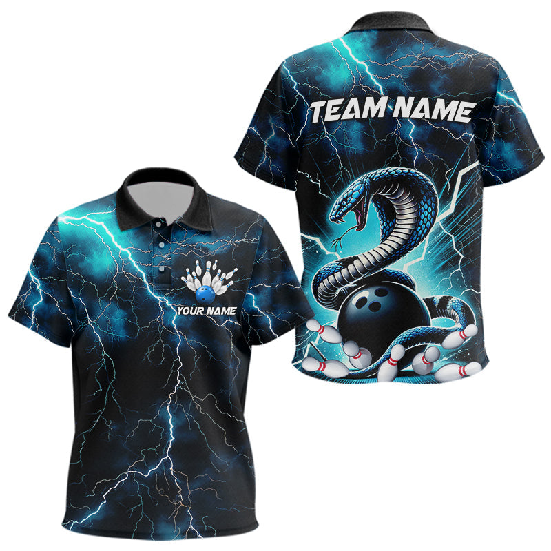 Blue Thunder Lightning Custom Cobra Snake Bowling Kid Polo Shirts, Bowling Team Shirt IPHW7423