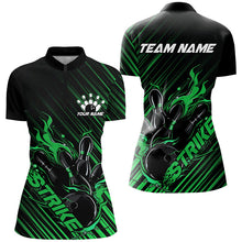 Load image into Gallery viewer, Custom Black And Green Flame Ladies Bowling Shirts, Strike Bowling Team Shirts Outfit IPHW7425