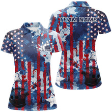 Load image into Gallery viewer, Red White And Blue Watercolor American Flag Custom Patriotic US Ladies Bowling Team Shirts IPHW7713