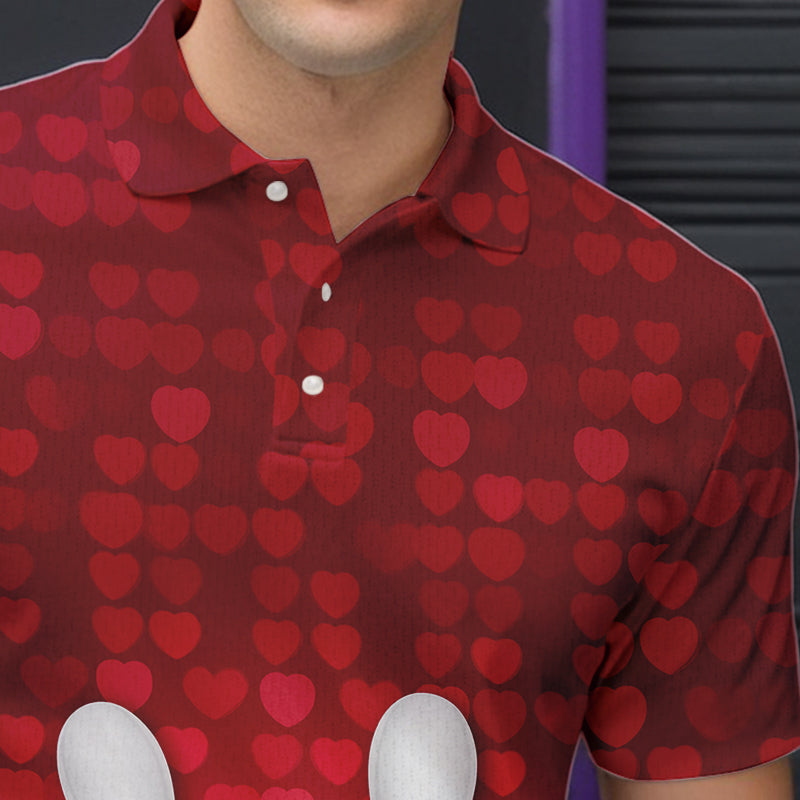 Bowling Kisses Red Heart Theme Custom Valentines Day Bowling Polo Shirts For Men IPHW8366