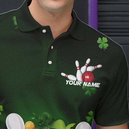 Custom Green St Patrick'S Day Bowling Polo Shirts For Men, Saint Patrick Team Bowling Outfits IPHW8374