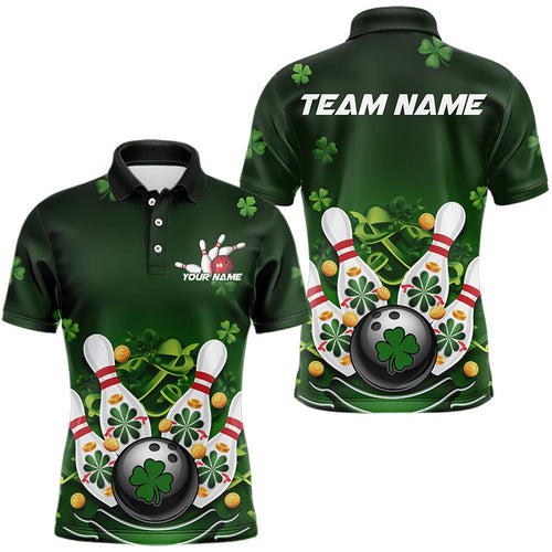 Custom Green St Patrick'S Day Bowling Polo Shirts For Men, Saint Patrick Team Bowling Outfits IPHW8374