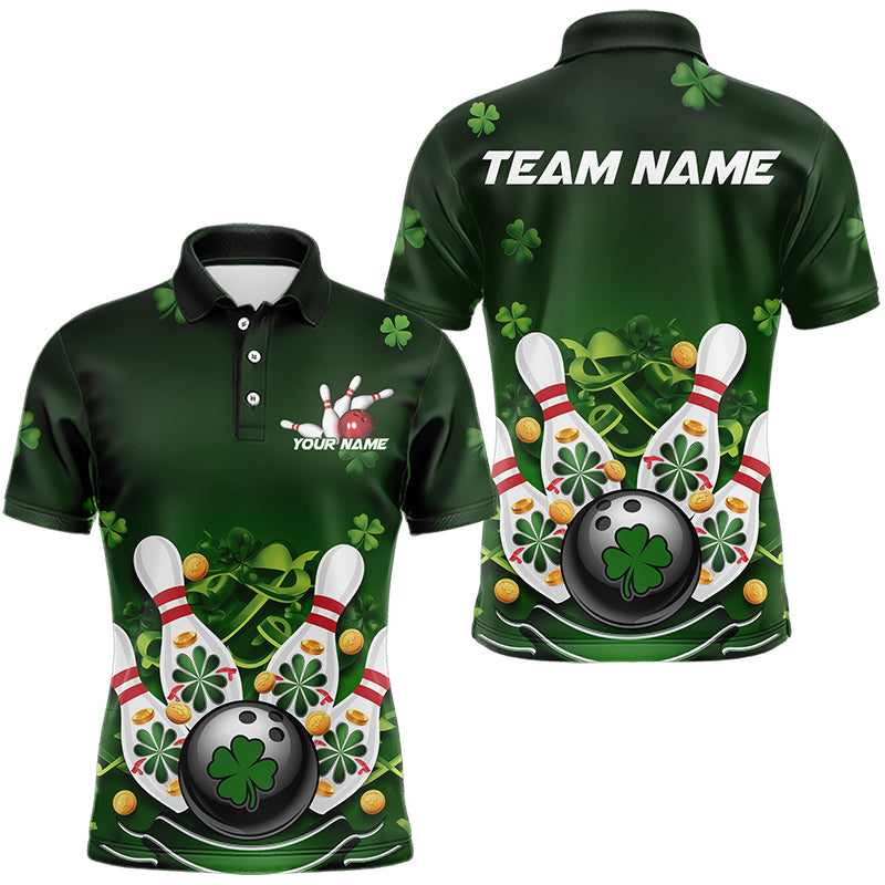 Custom Green St Patrick'S Day Bowling Polo Shirts For Men, Saint Patrick Team Bowling Outfits IPHW8374