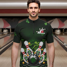 Load image into Gallery viewer, Custom Green St Patrick&#39;S Day Bowling Quarter-Zip Shirts For Men, Saint Patrick Team Bowling Outfits IPHW8374