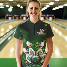 Load image into Gallery viewer, Custom Green St Patrick&#39;S Day Bowling Team Quarter-Zip Shirts For Women IPHW8374