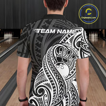 Load image into Gallery viewer, Custom Black And White Maori Style Koru Spiral Tribal Men Bowling Polo Team Shirt IPHW10949