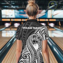 Load image into Gallery viewer, Custom Black And White Maori Style Koru Spiral Tribal Women Bowling Quarter-Zip Shirt IPHW10949