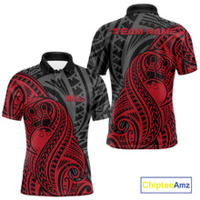 Load image into Gallery viewer, Custom Black And Red Maori Style Koru Spiral Tribal Men Bowling Polo Team Shirt IPHW10950