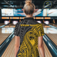 Load image into Gallery viewer, Custom Black And Yellow Maori Style Koru Spiral Tribal Women Bowling Quarter-Zip Shirt IPHW10953