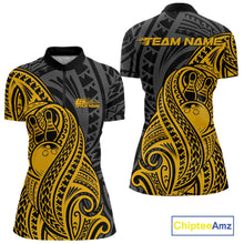 Load image into Gallery viewer, Custom Black And Yellow Maori Style Koru Spiral Tribal Women Bowling Quarter-Zip Shirt IPHW10953