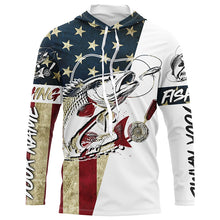 Load image into Gallery viewer, Vintage American Flag Custom Redfish Fishing Long Sleeve Shirts, Patriotic Redfish Fishing Jerseys IPHW6389