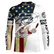 Load image into Gallery viewer, American Flag Custom Striped Bass Fishing Long Sleeve Shirts, Patriotic Stripper Fishing Jerseys IPHW6394