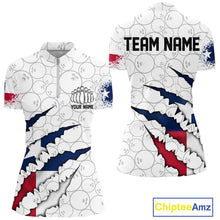 Load image into Gallery viewer, Custom Texas Flag Bowling Team Quarter-Zip Shirts For Women, Texas Bowling League Shirt IPHW9834