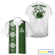 Load image into Gallery viewer, Custom Retro 50S Christmas Bowling Button Up Shirts, Vintage Xmas Bowling Shirt IPHW10106