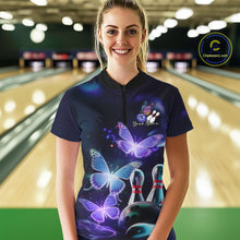 Load image into Gallery viewer, Custom Butterfly Bowling Quarter-Zip Shirts For Women, Bowling Team Shirt With Butterflies IPHW8147