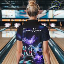 Load image into Gallery viewer, Custom Butterfly Bowling Quarter-Zip Shirts For Women, Bowling Team Shirt With Butterflies IPHW8147