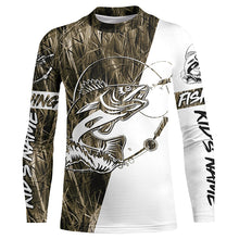 Load image into Gallery viewer, Walleye Fishing Grass Camo Custom Long Sleeve Fishing Shirts, Walleye Tournament Fishing Jerseys IPHW5775