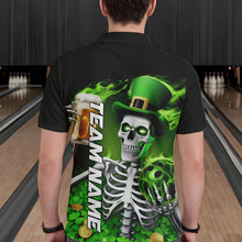 Load image into Gallery viewer, Custom Green St Patricks Day Funny Skull Drink Beer Bowling Polo Shirts For Men IPHW8380