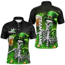 Load image into Gallery viewer, Custom Green St Patricks Day Funny Skull Drink Beer Bowling Polo Shirts For Men IPHW8380
