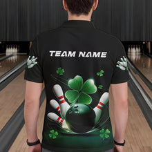 Load image into Gallery viewer, Custom Green Shamprock Saint Patricks Bowling Polo Shirts For Men, Lucky Bowling Team Shirt IPHW8571