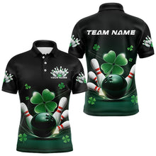 Load image into Gallery viewer, Custom Green Shamprock Saint Patricks Bowling Polo Shirts For Men, Lucky Bowling Team Shirt IPHW8571
