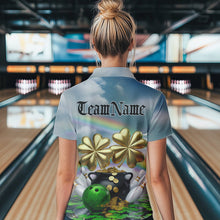 Load image into Gallery viewer, Custom Saint Patricks Day Bowling Polo Team Shirts For Women, Lucky Bowling League Shirt IPHW8573