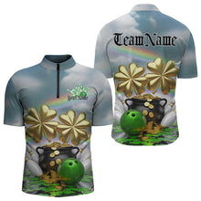 Load image into Gallery viewer, Custom Saint Patricks Day Bowling Quarter-Zip Team Shirts For Men, Lucky Bowling League Shirt IPHW8573