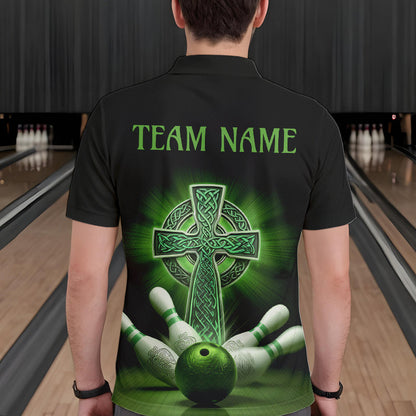 Custom Celtic Cross Faith Bowling Polo Team Shirts For Men, Bowlers Outfits IPHW8577