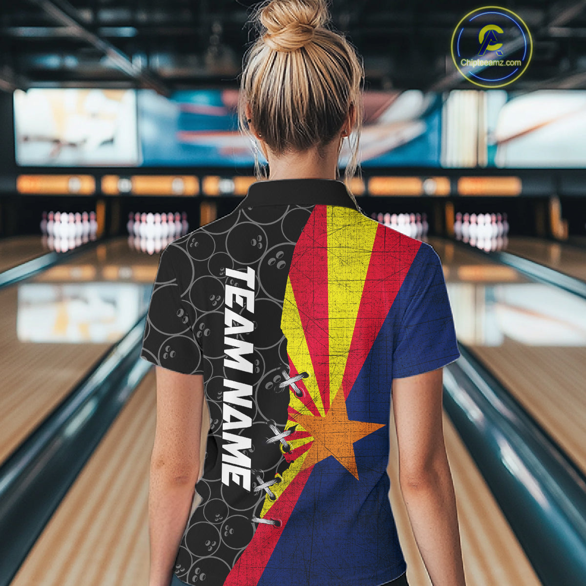 Arizona Flag Custom Bowling Team Shirts For Women, Patriotic Bowling League Shirt IPHW10718
