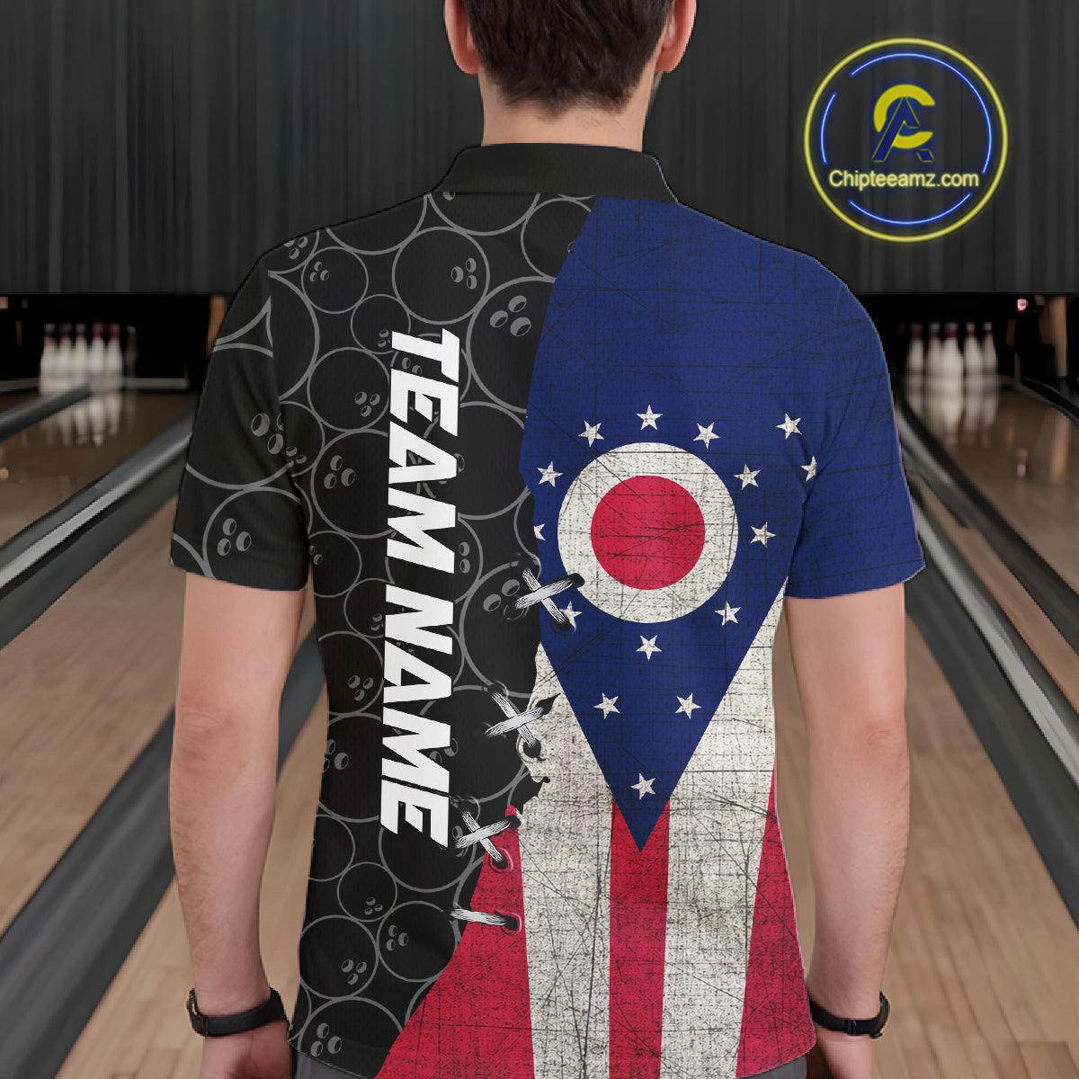 Ohio Flag Custom Bowling Team Shirts For Men, Patriotic Bowling League Shirt IPHW10720