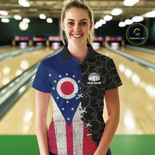 Load image into Gallery viewer, Ohio Flag Custom Bowling Team Shirts For Women, Patriotic Bowling League Shirt IPHW10720