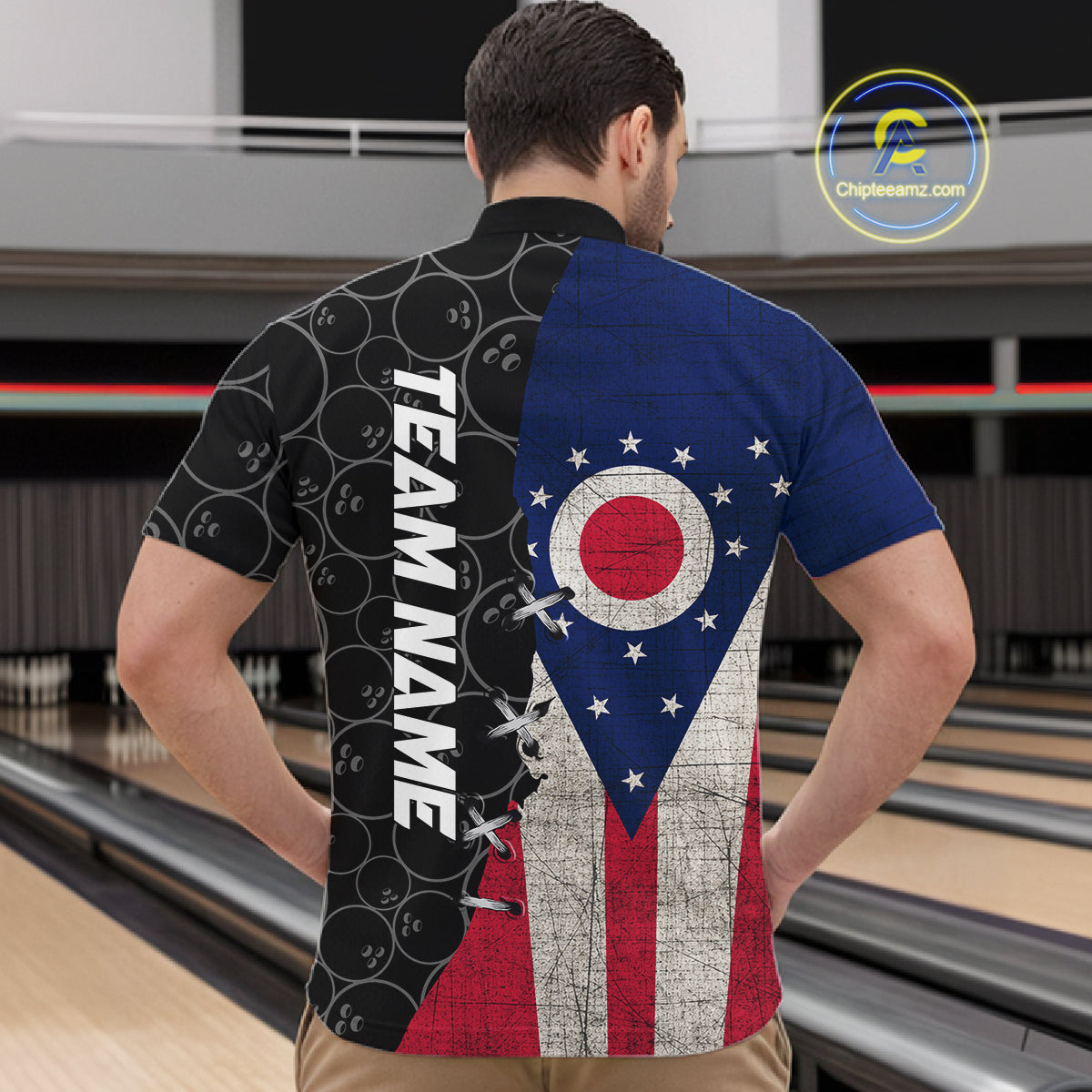 Ohio Flag Custom Bowling Team Shirts For Men, Patriotic Bowling League Shirt IPHW10720