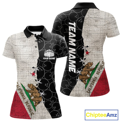 California Flag Custom Bowling Team Shirts For Women, Patriotic Bowling League Shirt IPHW10721