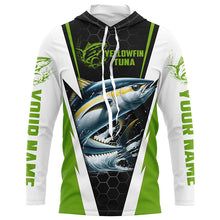 Load image into Gallery viewer, Custom Yellowfin Tuna Fishing Jerseys, Tuna Long Sleeve Performance Fishing League Shirts | Green IPHW6401