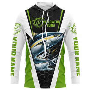 Custom Yellowfin Tuna Fishing Jerseys, Tuna Long Sleeve Performance Fishing League Shirts | Green IPHW6401