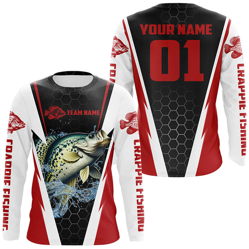 Custom Crappie Fishing Jerseys, Crappie Tournament Fishing Shirts With Team Name And Number | Red IPHW6404