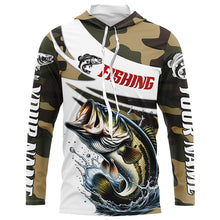 Load image into Gallery viewer, Custom Bass Long Sleeve Fishing Shirts, Personalized Bass Fishing Jerseys Camouflage IPHW6795