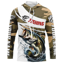 Load image into Gallery viewer, Custom Bass Long Sleeve Fishing Shirts, Personalized Bass Fishing Jerseys Camouflage IPHW6796