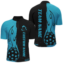 Load image into Gallery viewer, Black And Blue Custom Flame Pickleball Shirts For Men, Pickleball Team Shirt Pickleball Outfit IPHW7456
