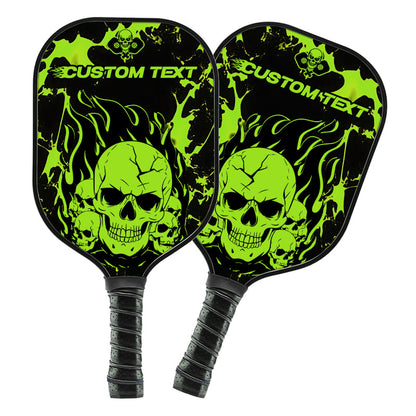 Black And Green Flame Skull Custom Pickleball Paddle, Halloween Pickleball Paddles Gifts IPHW7465