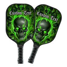 Load image into Gallery viewer, Green Flame Skull Custom Halloween Pickleball Paddle For Men And Women, Team Pickleball Paddles Halloween Gifts IPHW7483